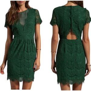 Dolce Vita Saurus Eyelash Lace Dress Hunter Green Cut Out Back Size Medium